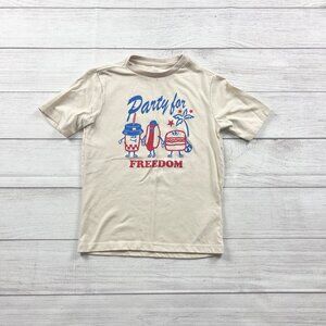 Wonder Nation T-Shirt Tan Party for Freedom Patriotic Graphic Tee S 6-7